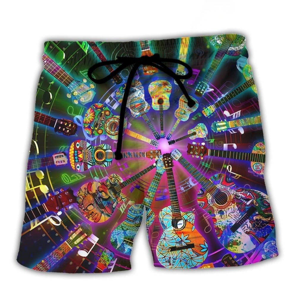 Hippie Guitar Colorful Music Art – Beach Short