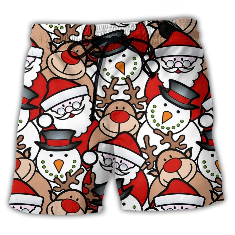 Cute Santa And Reindeer Fun – Beach Short
