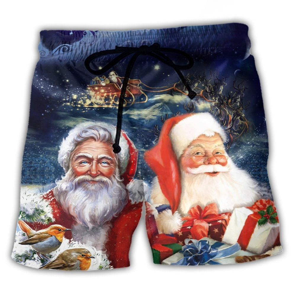 Santa In Snowy Winter Scene – Beach Short