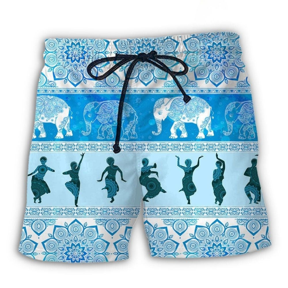 Elephant Kathak Pattern Cultural Art – Beach Short