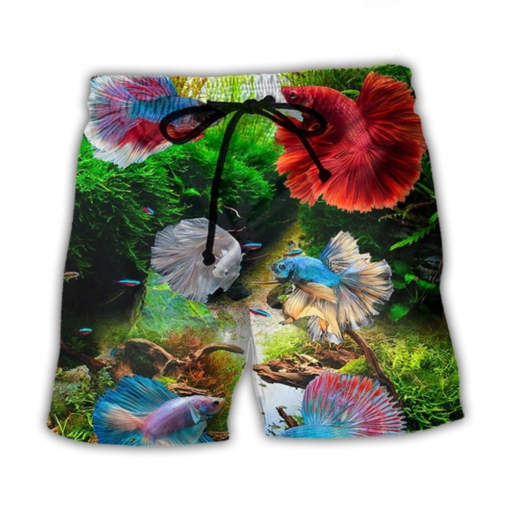 Guppies Aquatic Colorful Fish Art – Beach Short