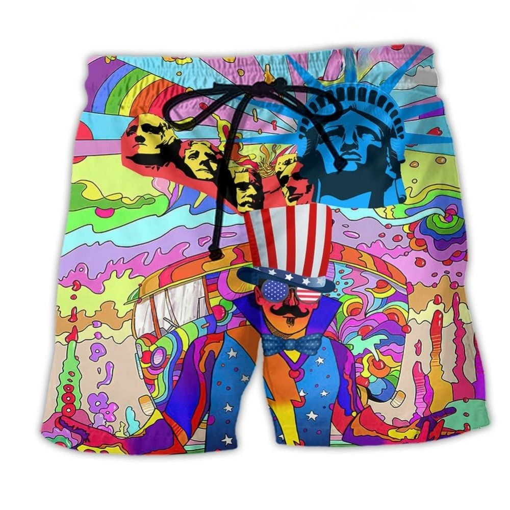 Hippie Independence Day Freedom Art – Beach Short