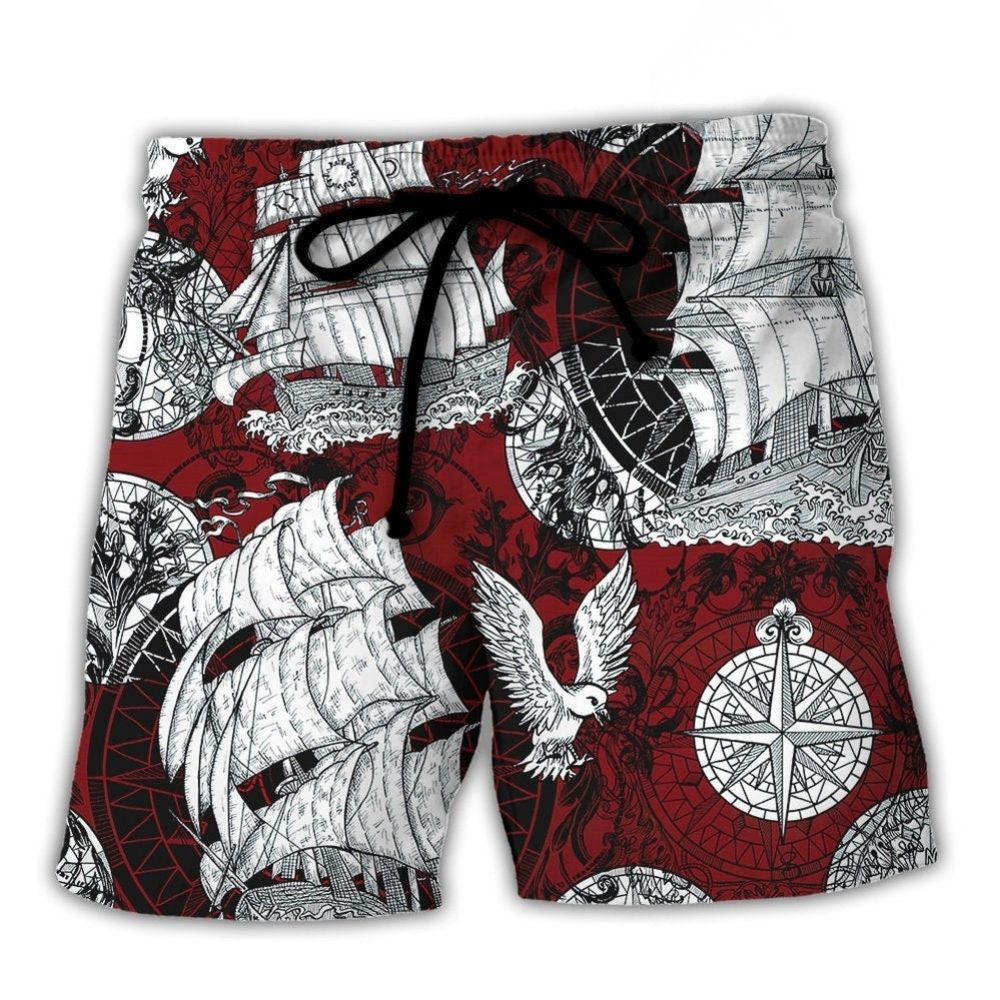 Vintage Sailing Ship Anchor Sea Art – Beach Short