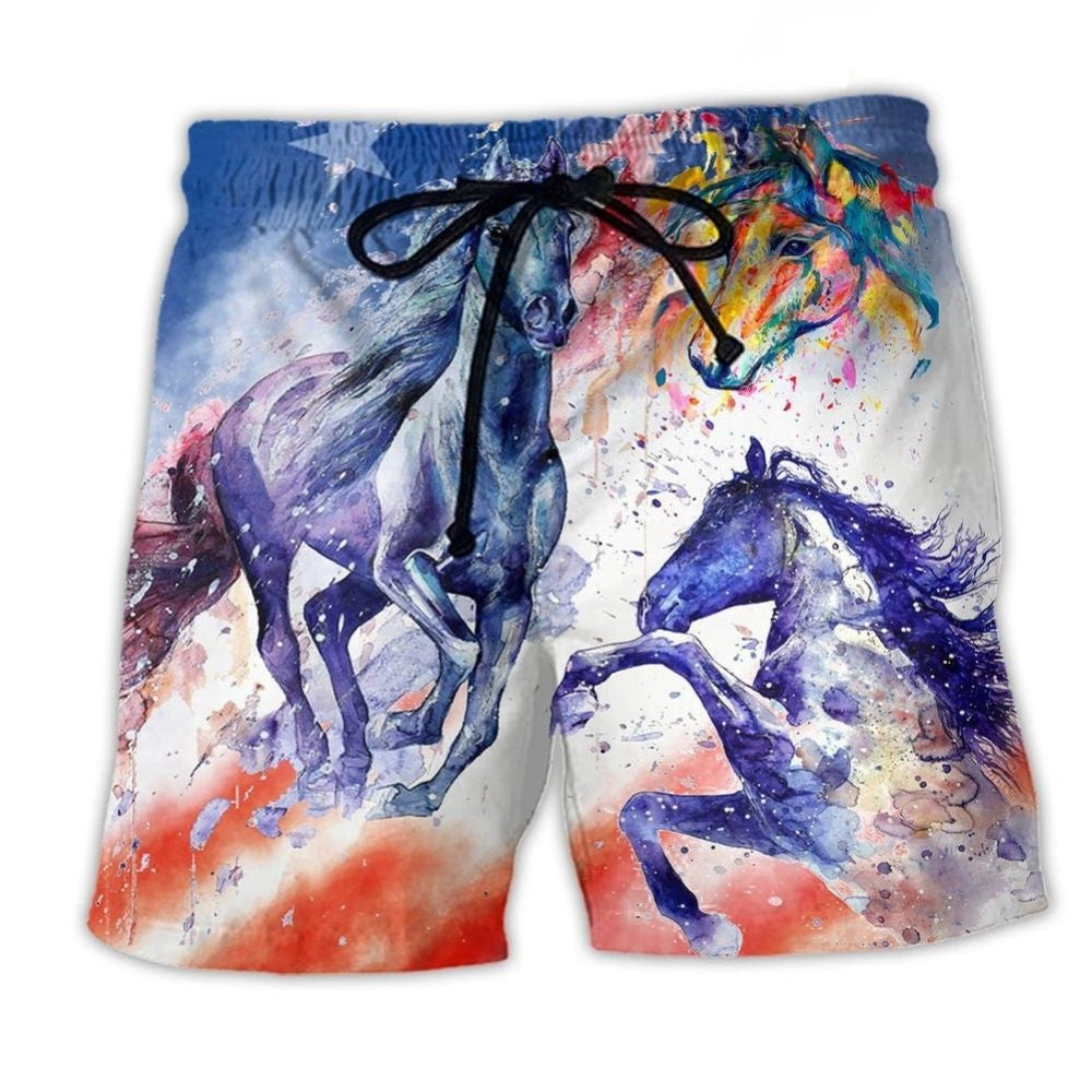 Horse Independence Day Spirit Art – Beach Short