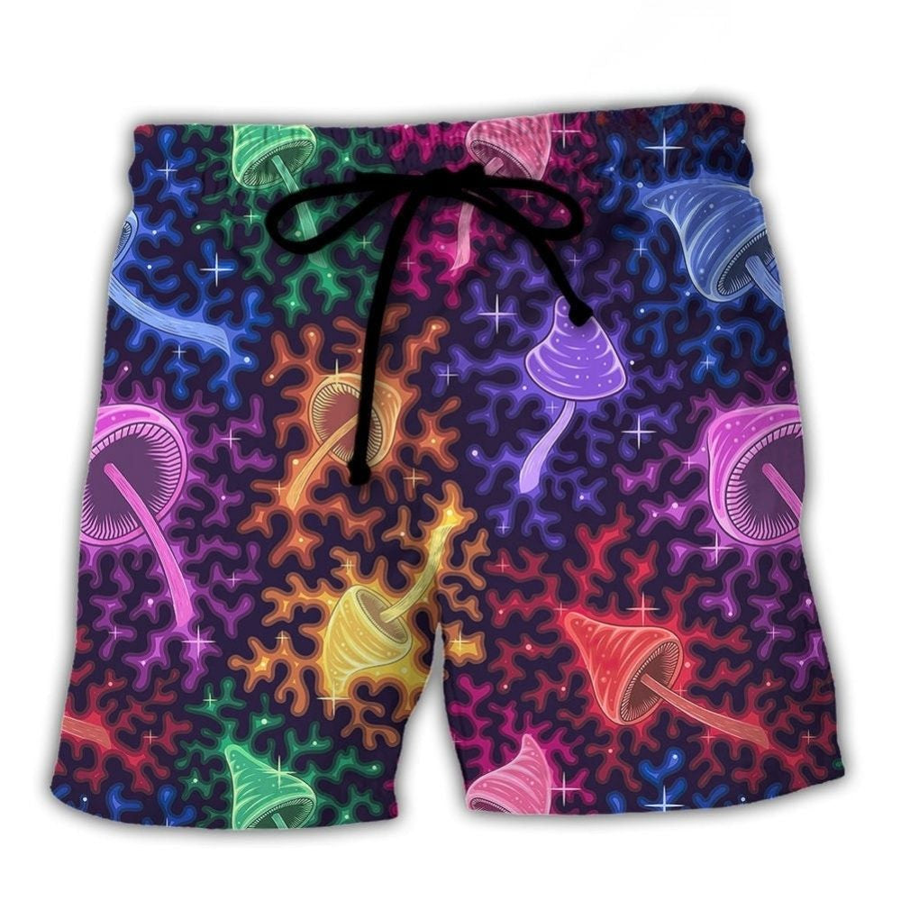 Galaxy Mushroom Rainbow Colorful Art – Beach Short