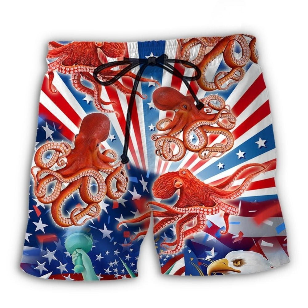 Patriotic Octopus USA Independence Day – Beach Short