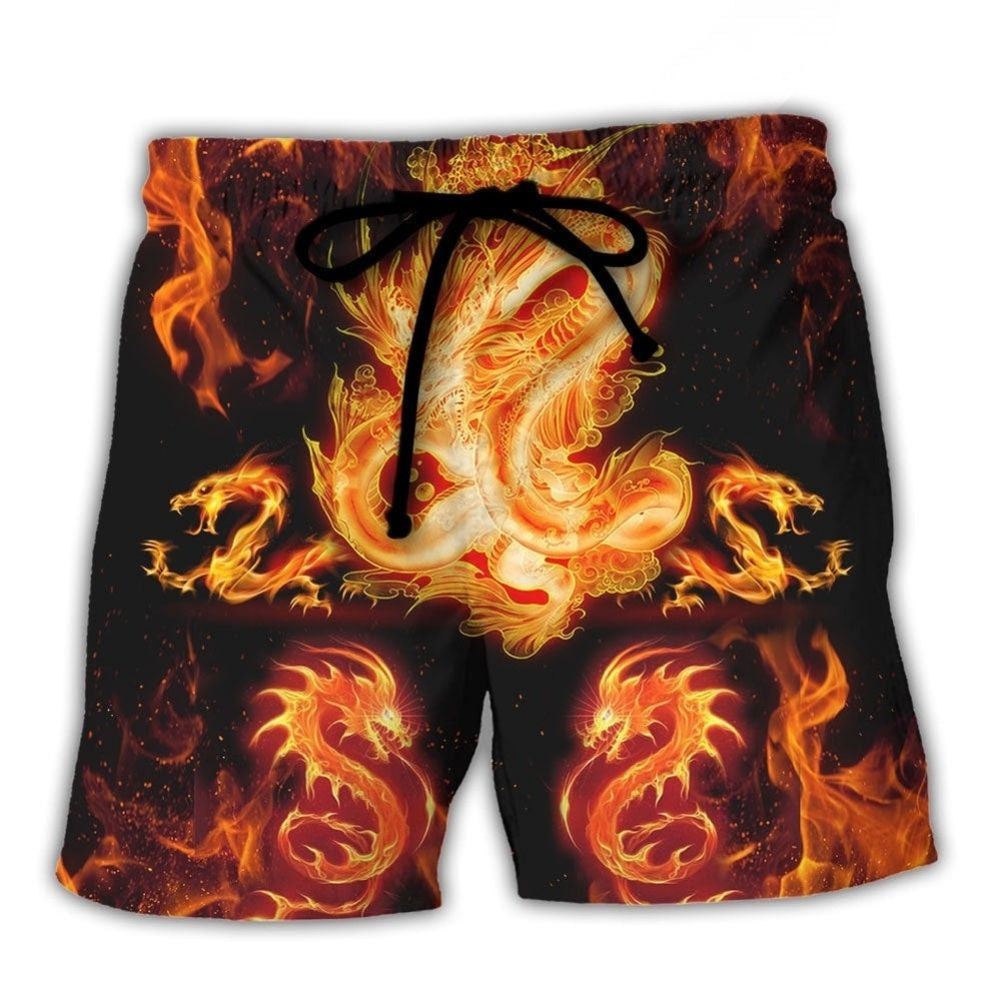 Dragon Fireball Madness Fantasy Art – Beach Short