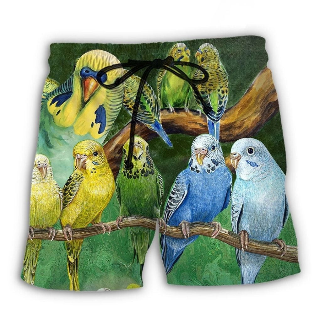 Lovely Budgie Parrot Art – Beach Short