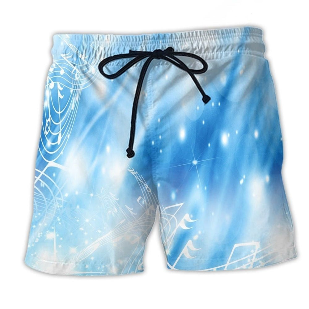 Musical Notes On Deep Blue Background – Beach Short