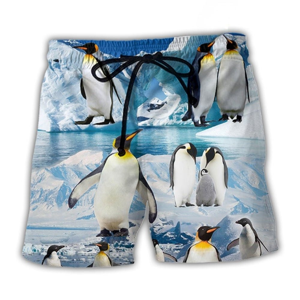 Cute Penguins Winter Snow Style – Beach Short