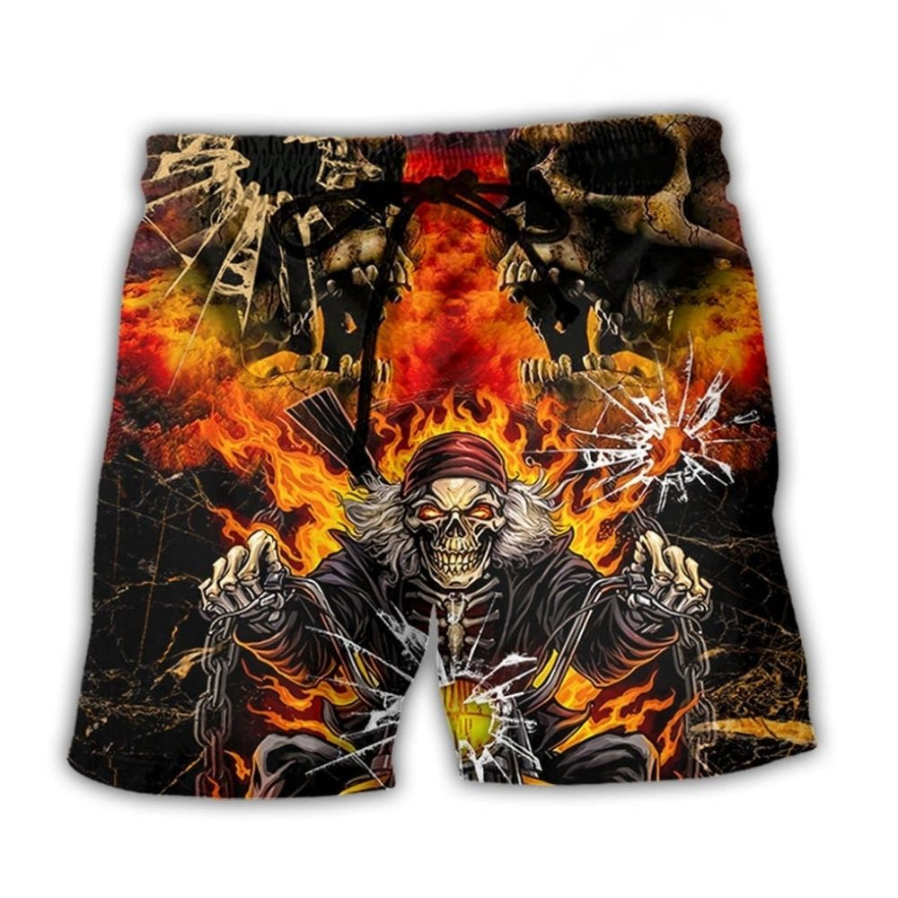 Biker Skull Bold Style Art – Beach Short