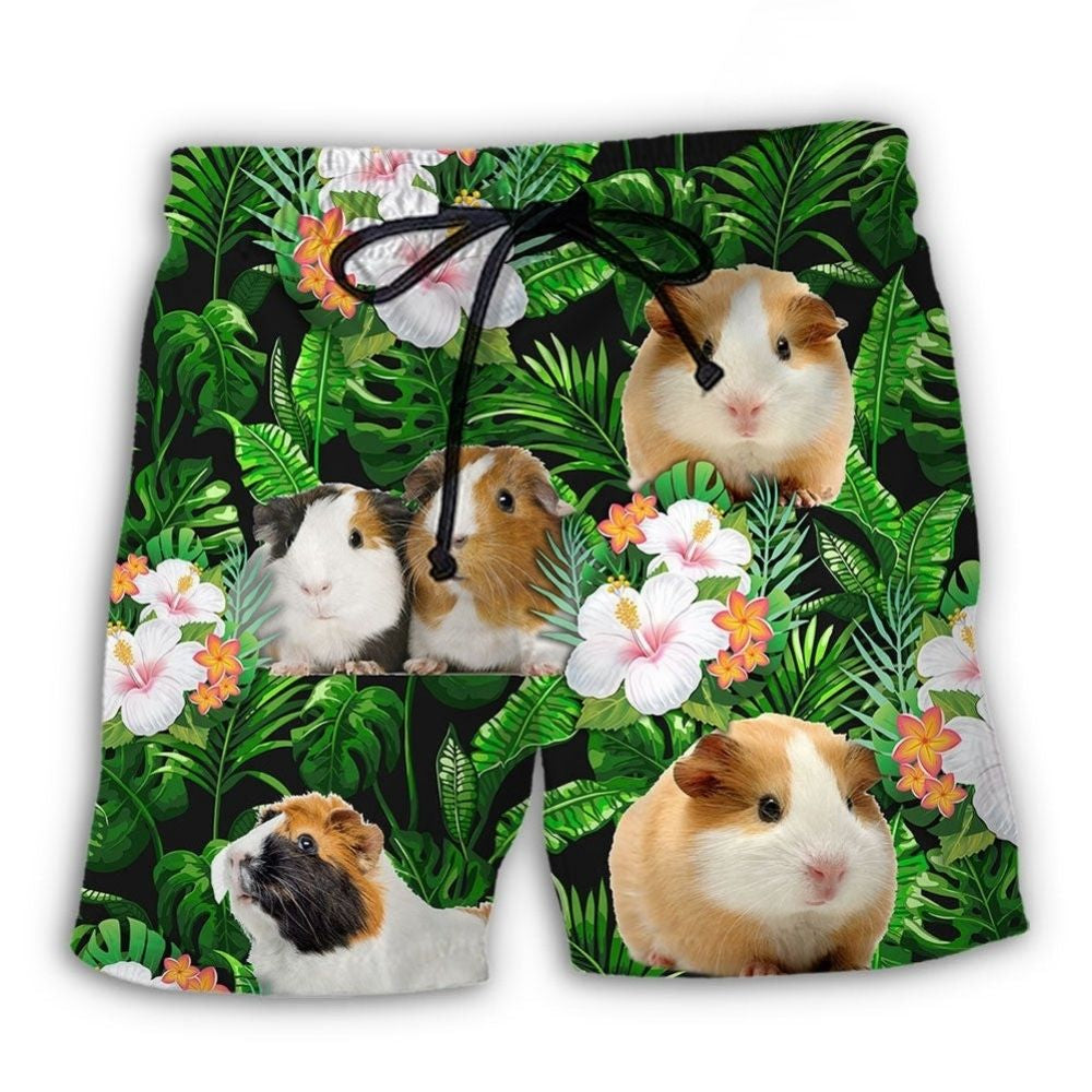 Guinea Pig Tropical Leaf Green Art – Beach Short