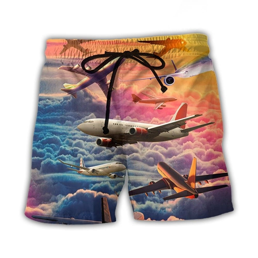 Airplane Dream Big Flight Quote Art – Beach Short