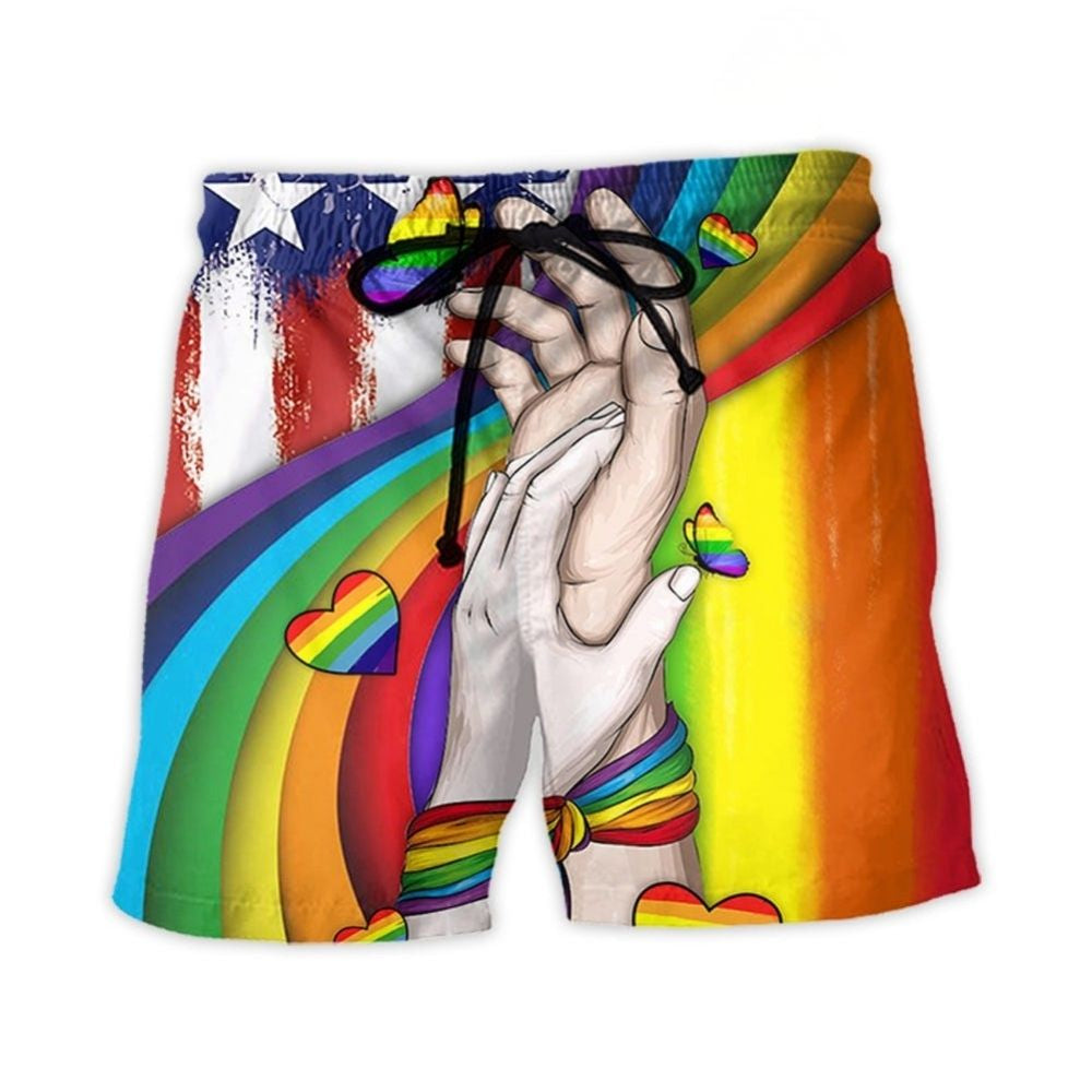 LGBT Pride Hand Love Symbol Art – Beach Short