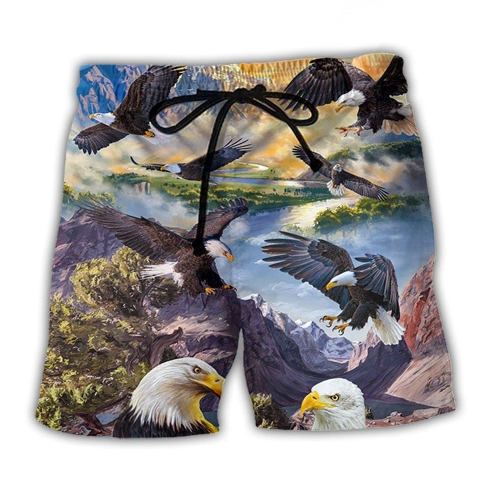 Eagle Spreading Wings Freedom Art – Beach Short