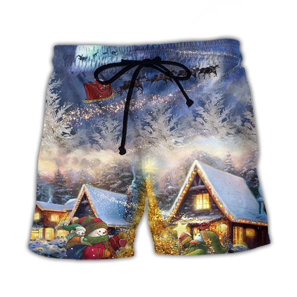 Santa Reindeer Snowman Family Love Lights – Beach Short