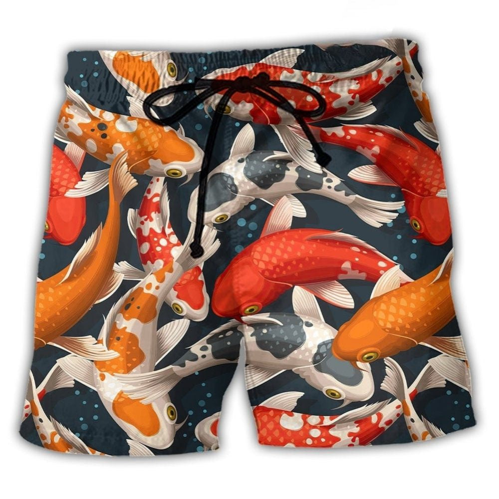 Colorful Koi Fish Swimming Art – Beach Short