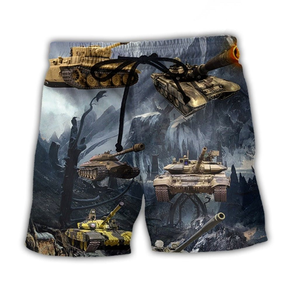 Dark Tank Military Style Art – Beach Short