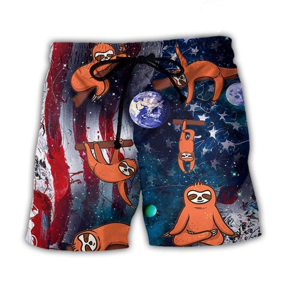 Yoga Sloth USA Independence Day – Beach Short