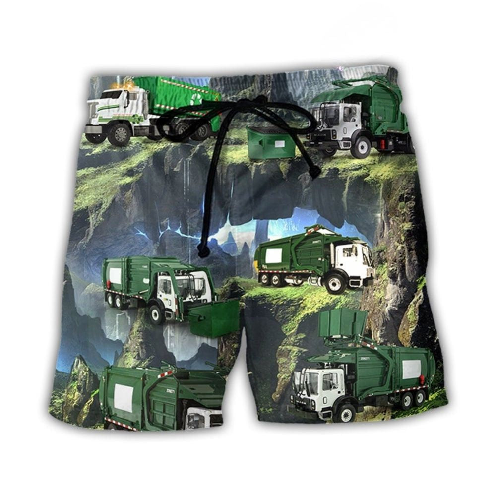Waste Collector Truck Utility Art – Beach Short