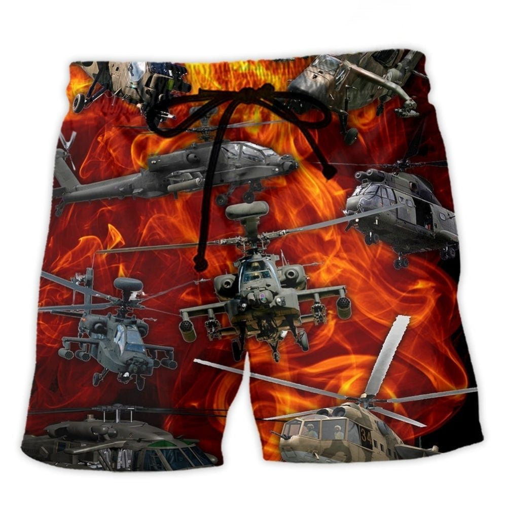 Helicopter Fire Action Art – Beach Short