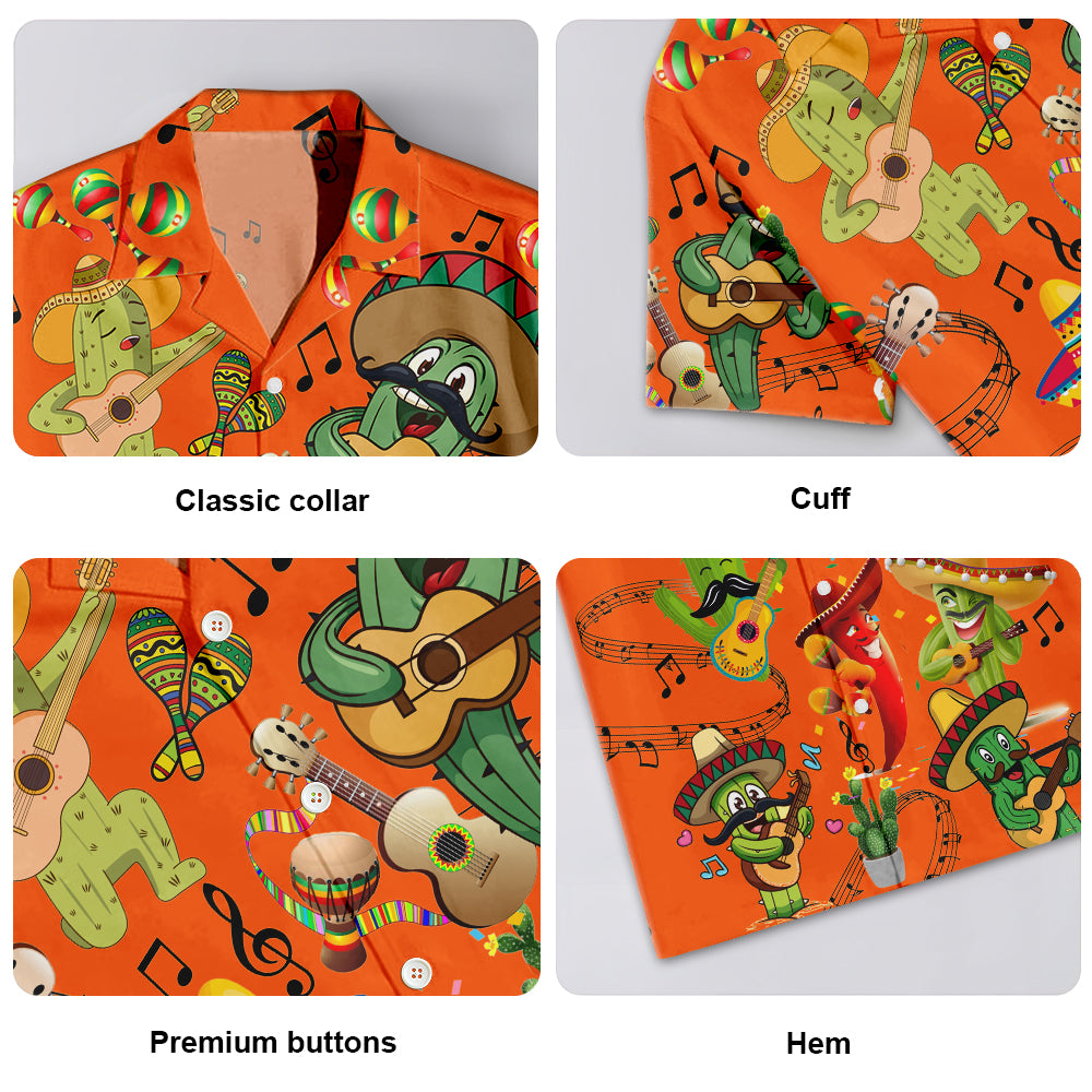 Cactus Love Music Orange Graphic – Hawaiian Shirt