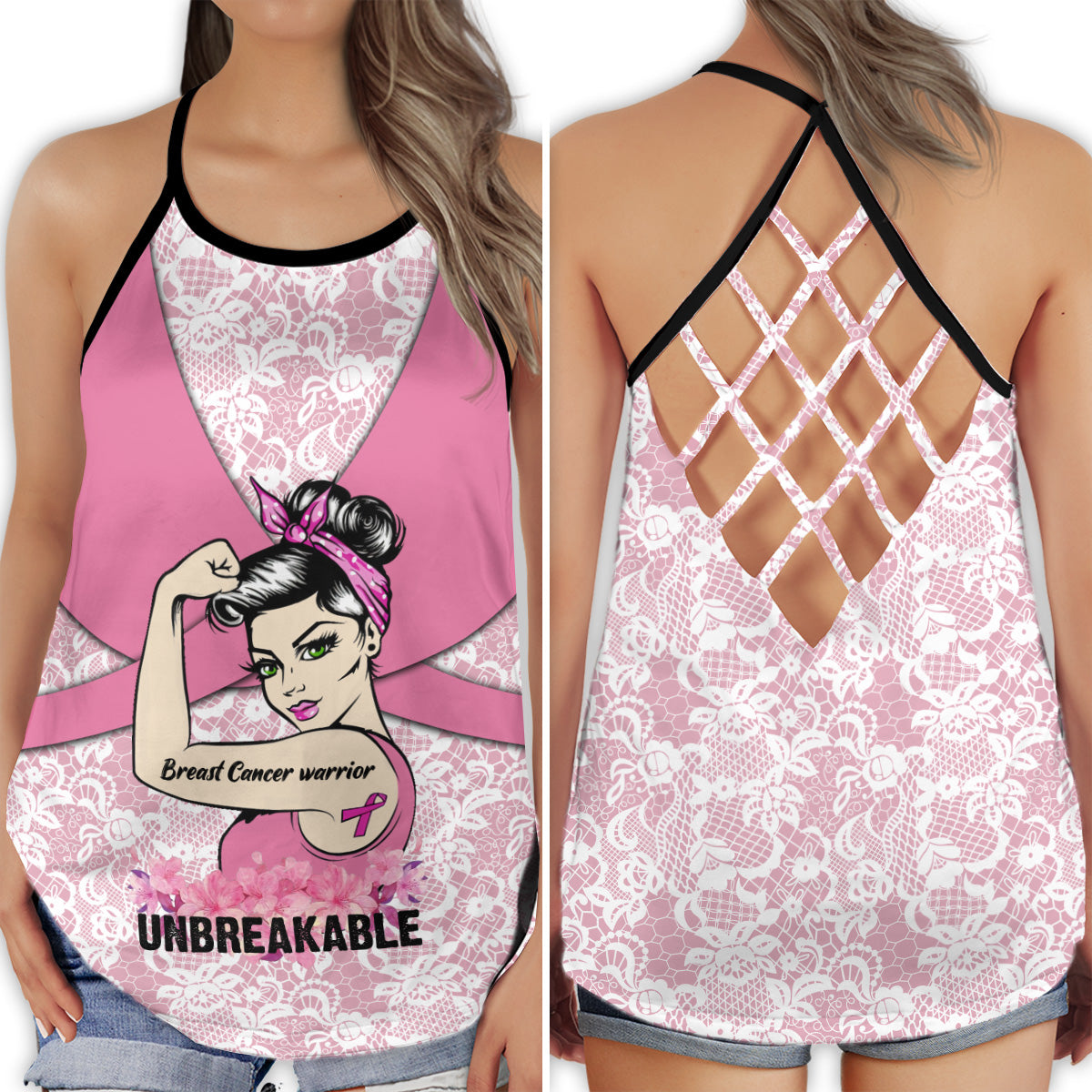 Breast Cancer Stronger Survivor Spirit - Hollow Tank Top