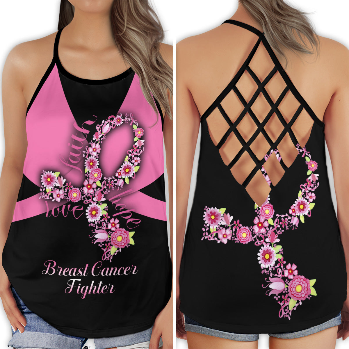 Breast Cancer Fighter Strong – Hollow Tank Top