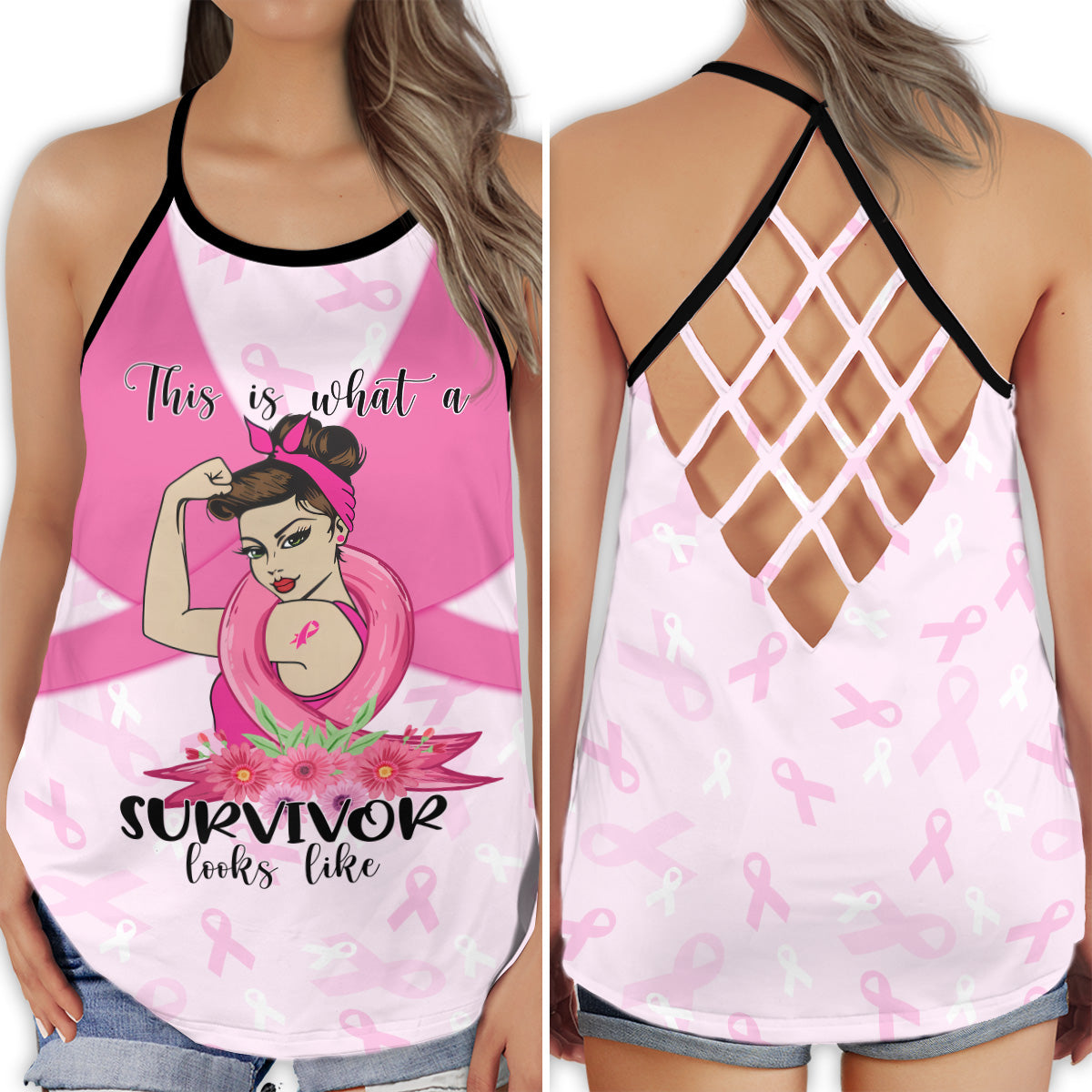 Breast Cancer Survivor Strong Pink – Hollow Tank Top
