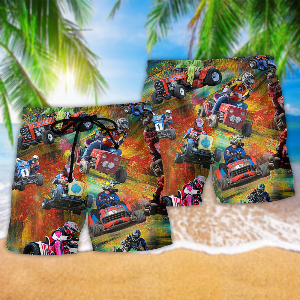 Colorful Car Racing Dynamic Art – Beach Short