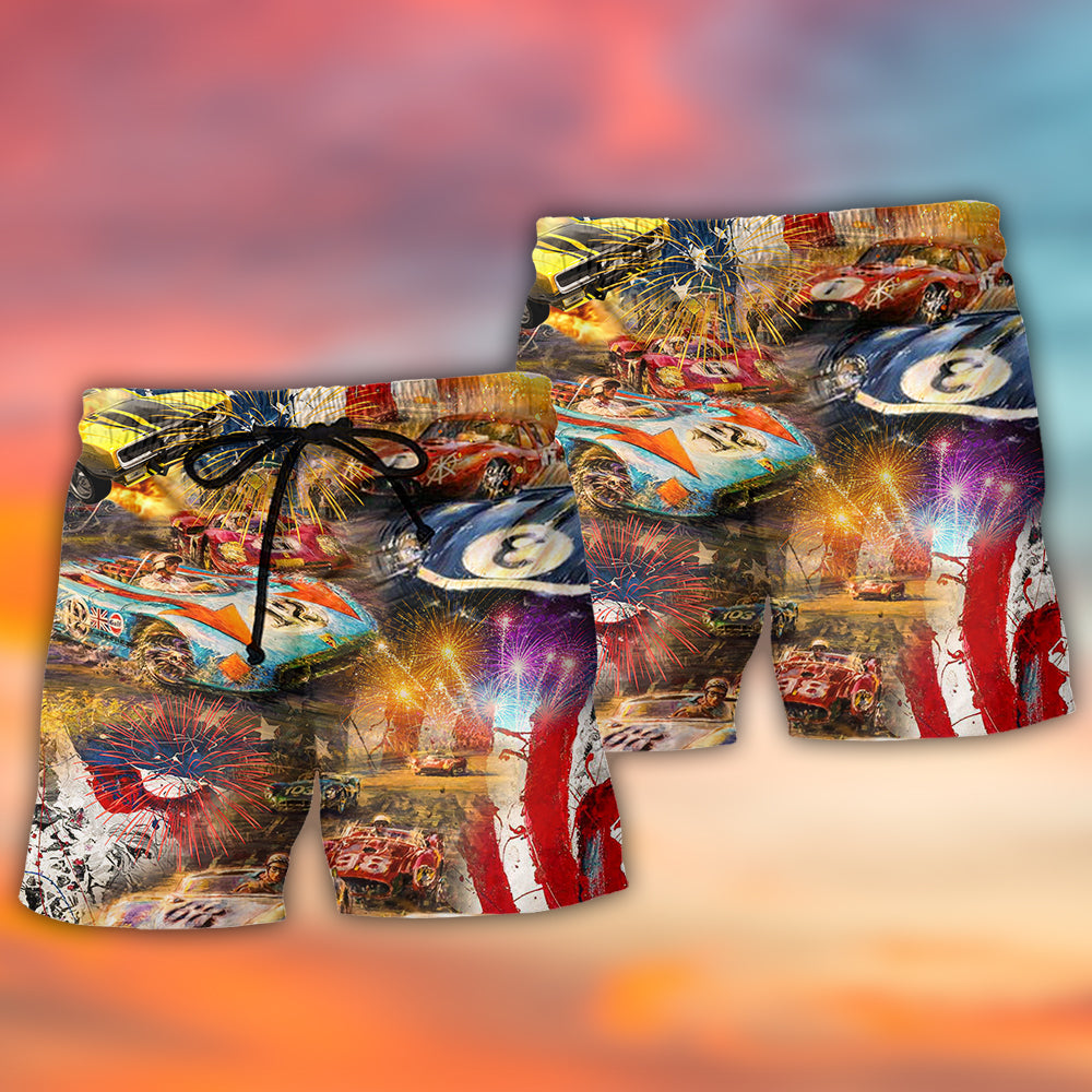 Car Racing Independence Day Style – Beach Short