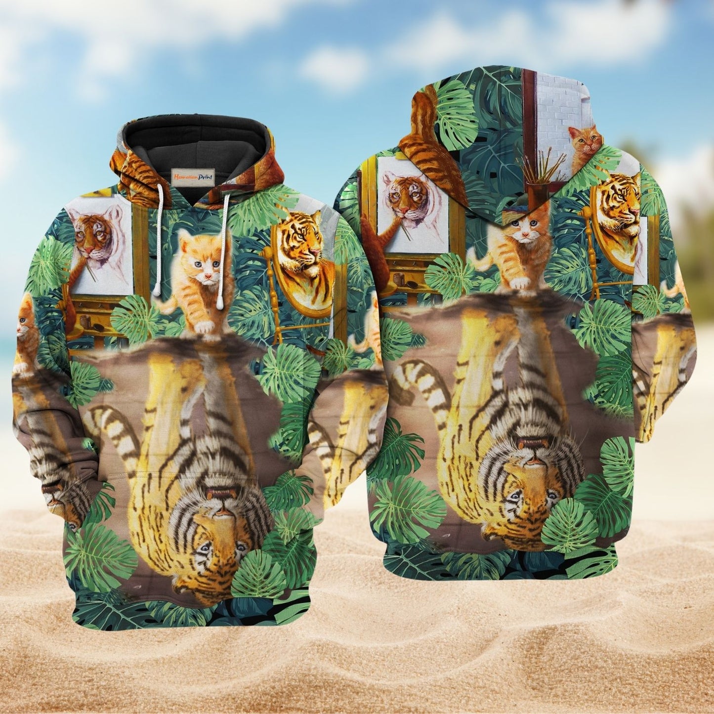 Cat Baby And Tiger Art – 3D Hoodie