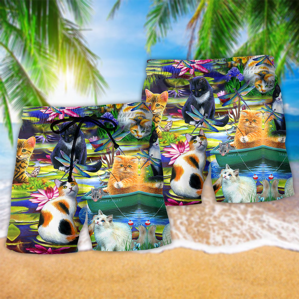 Curious Cat Water Lily Lake – Beach Short