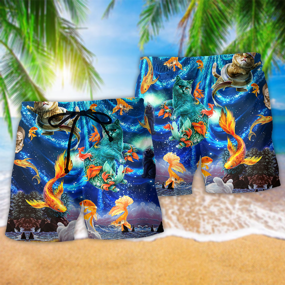 Dreaming Cat Goldfish Art – Beach Short