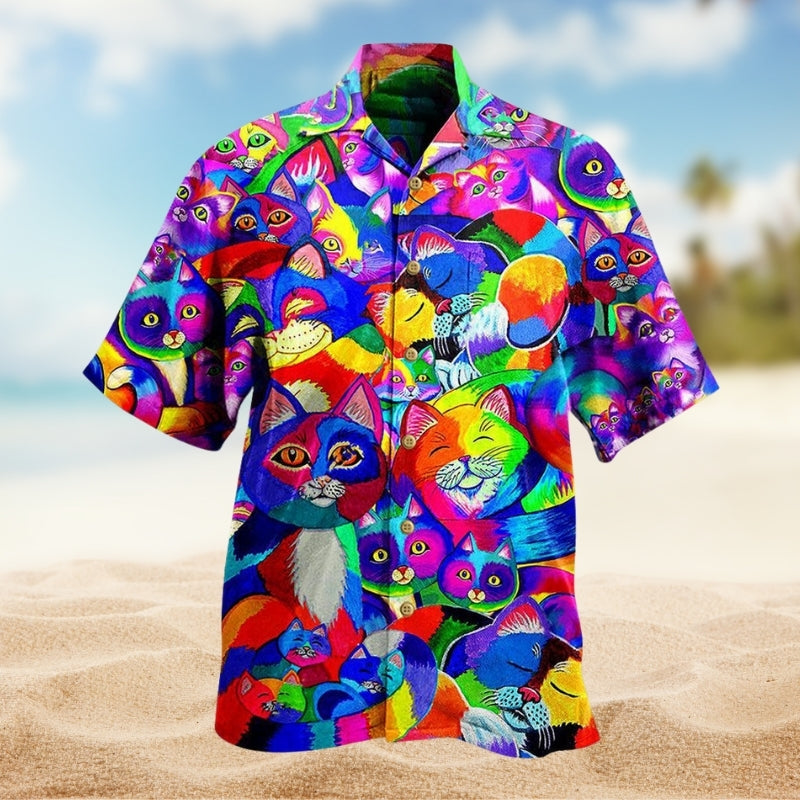 Cat Full Color Rainbow Limited Edition – Hawaiian Shirt