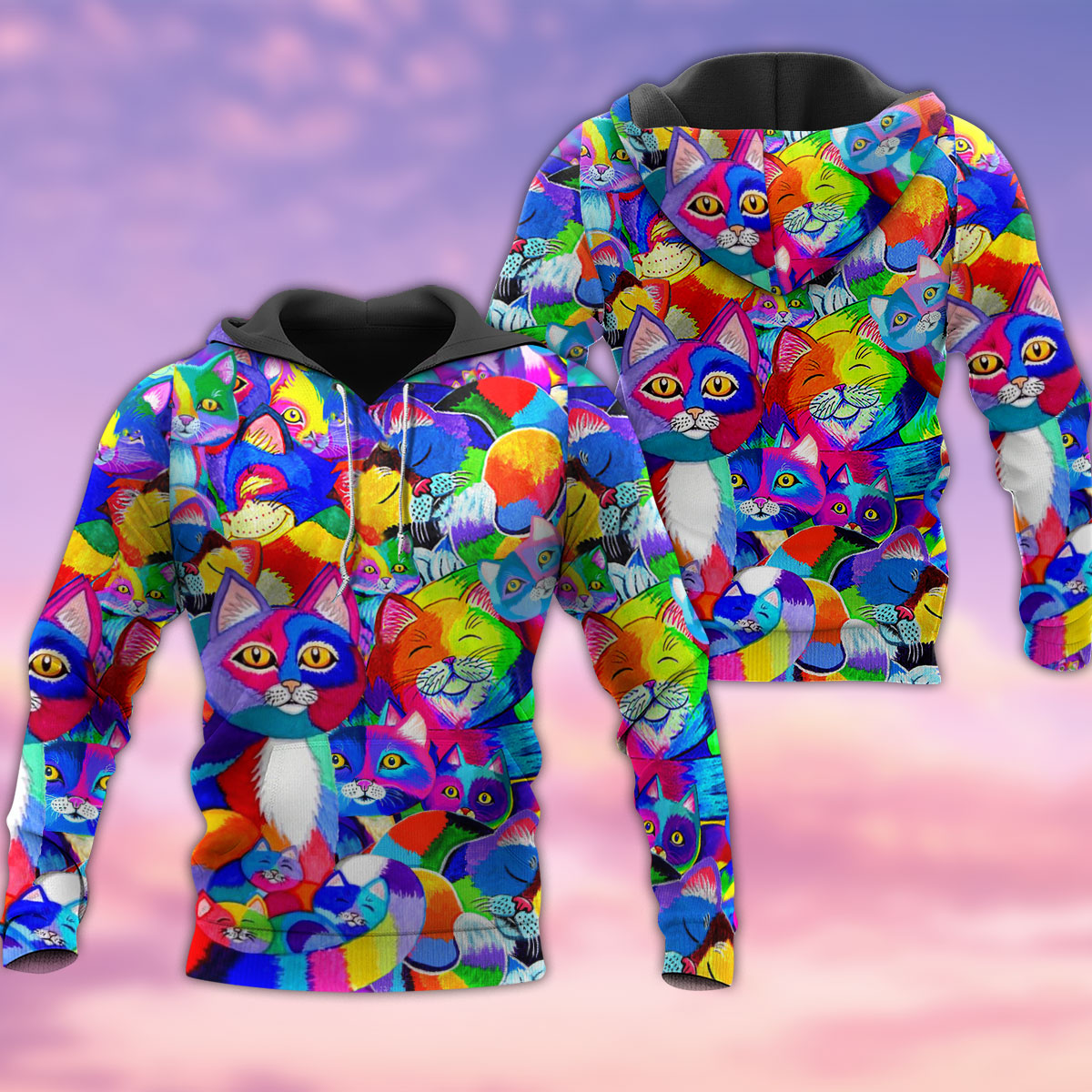 Cat Full Color Amazing Art – 3D Hoodie