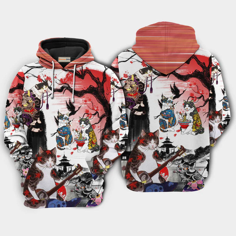 Cat Japanese Art Style – 3D Hoodie