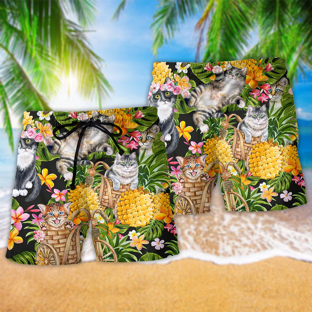 Cat Floral Garden Art – Beach Short