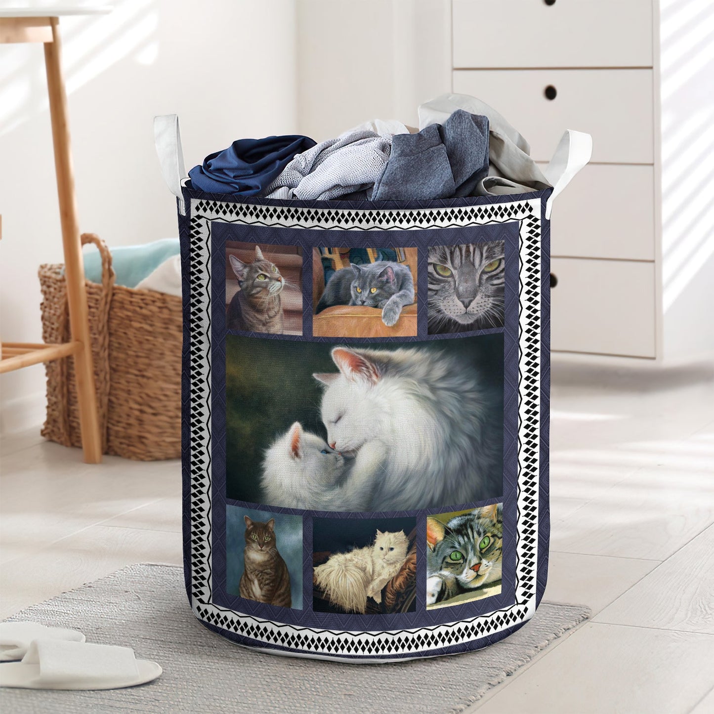 Couple cat lover happiness - Laundry basket - LAUB10LIN280222-Owls Matrix