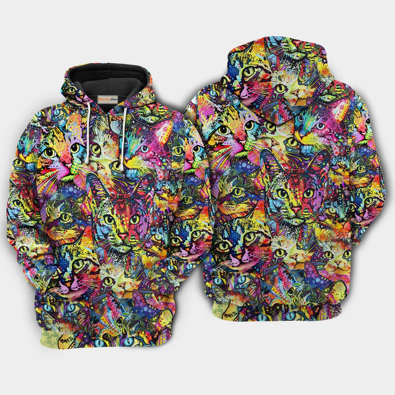 Cat Smile Colorful Art – 3D Hoodie
