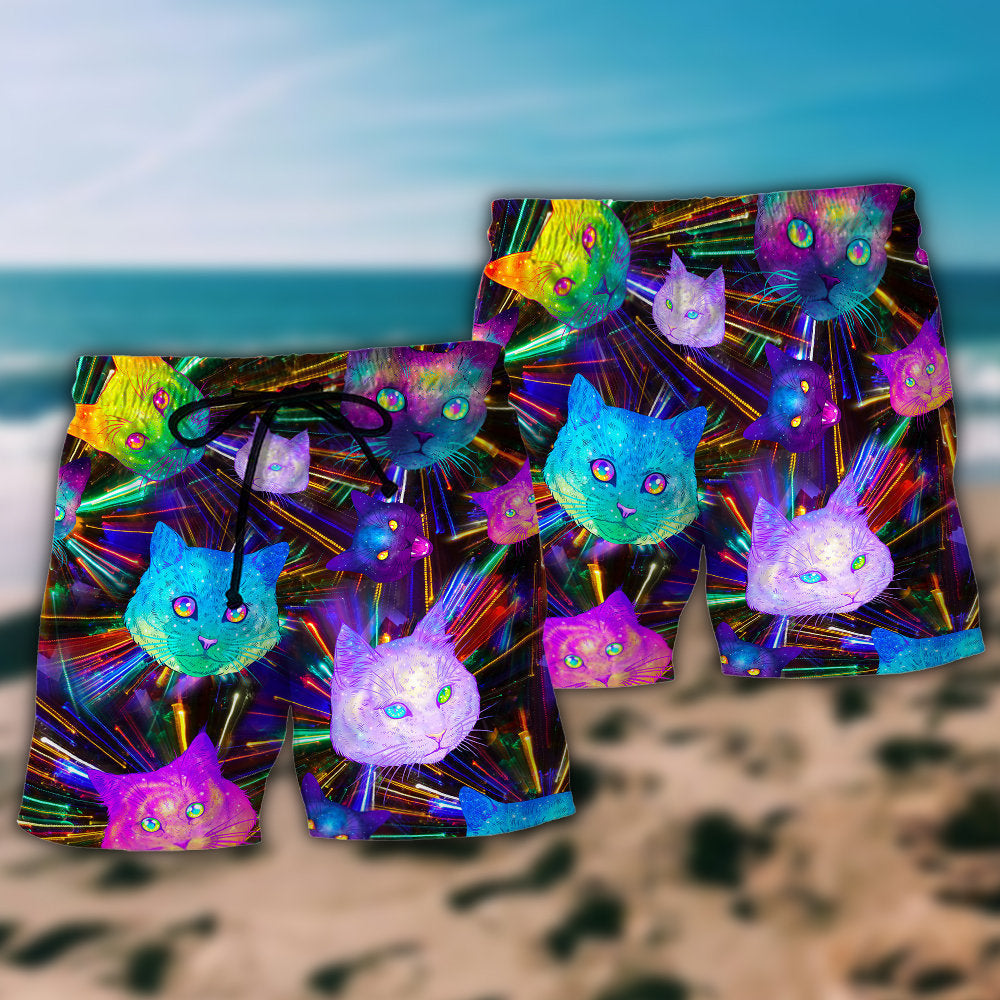 Cat Space Evolution Art - Beach Short