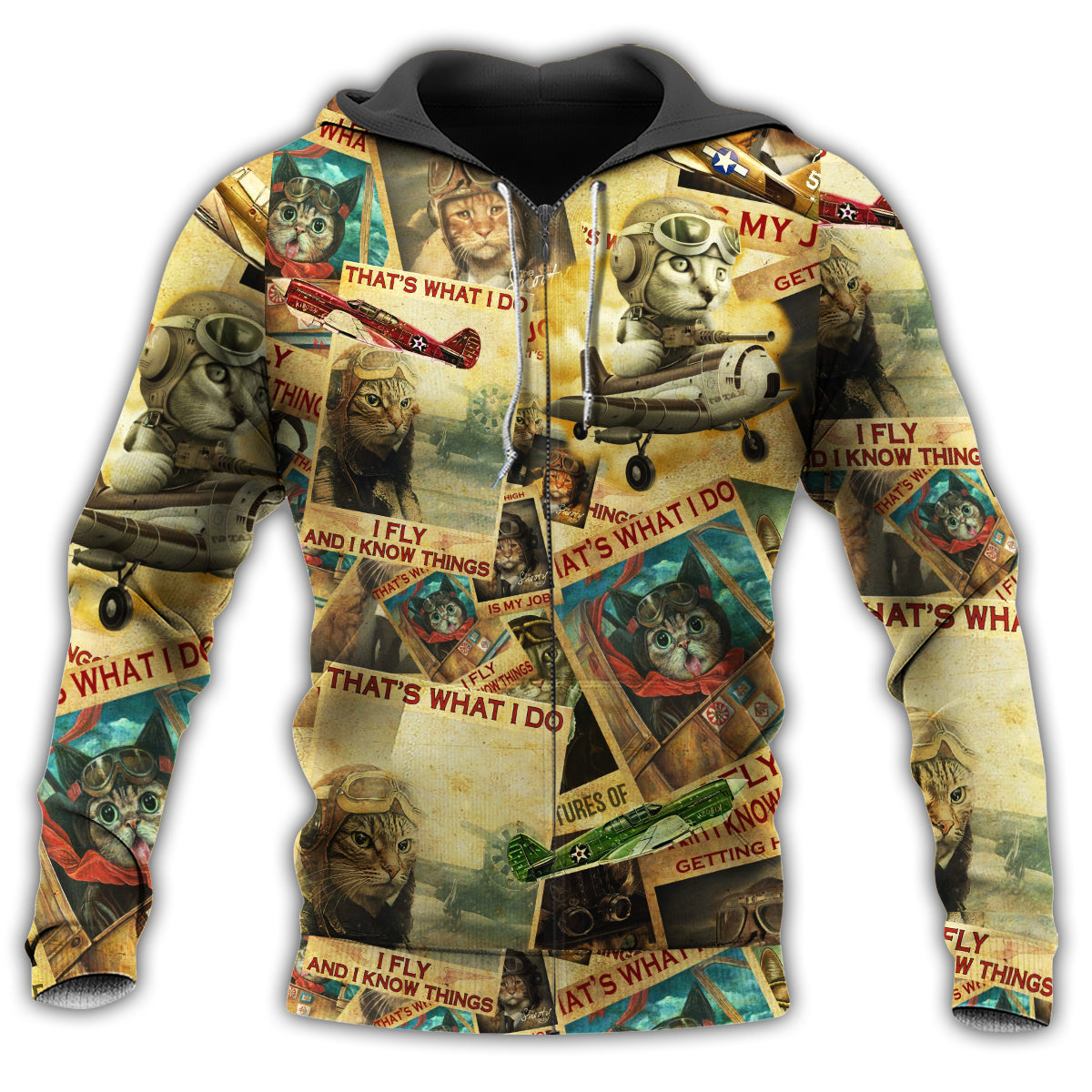 Cat Amazing Pilot Art – 3D Hoodie
