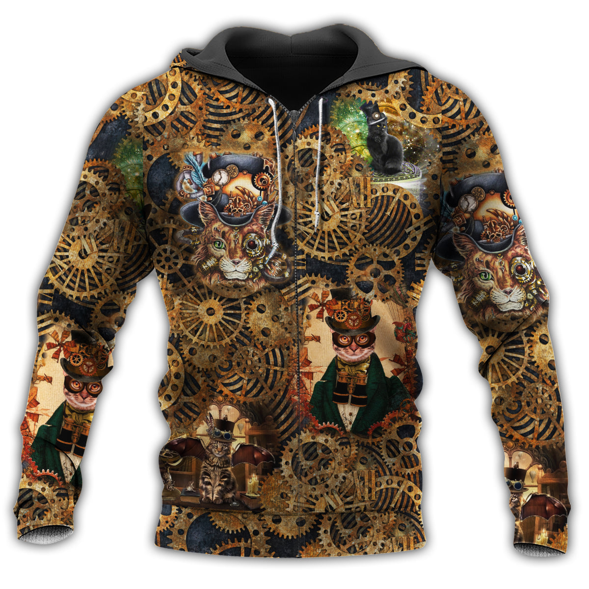 Cat Loves Machine Art – 3D Hoodie
