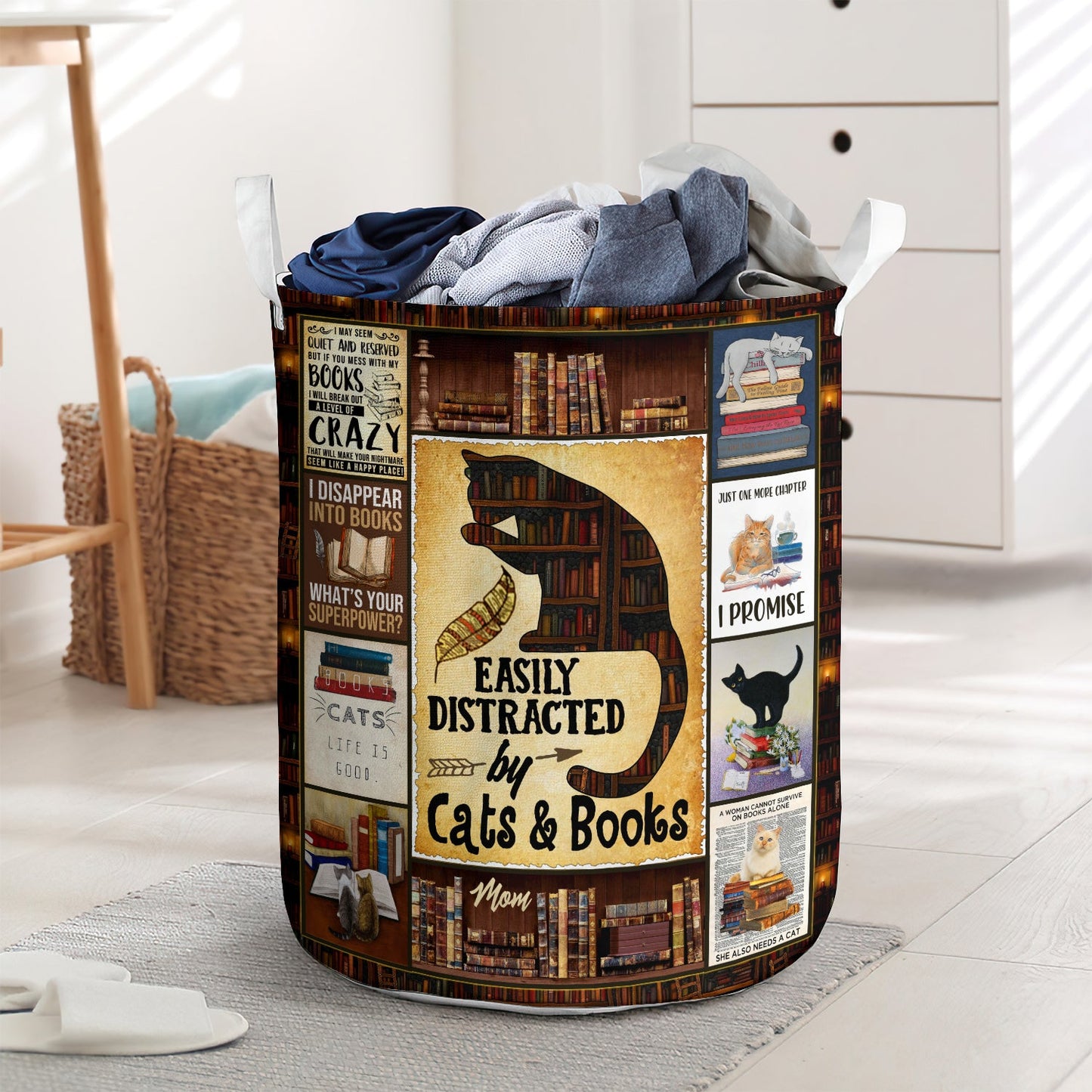 Cute cats and books - Laundry basket - LAUB05LIN250222-Owls Matrix