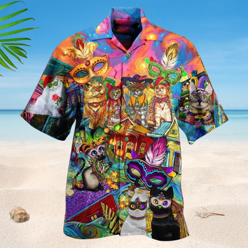 Cats Celebrate Mardi Gras Festival Edition – Hawaiian Shirt