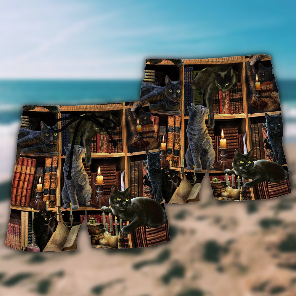 Black Cat Love Books Cozy – Beach Short