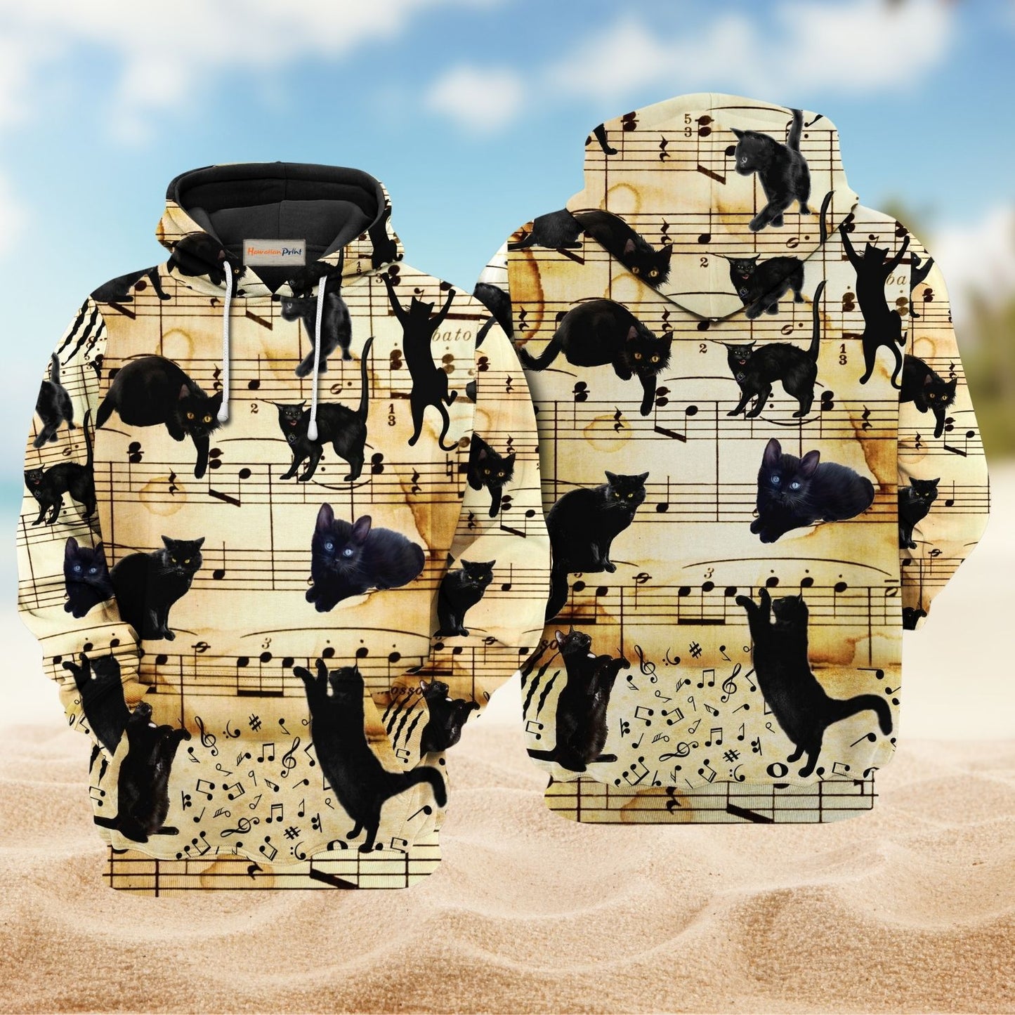 Cats Love Music Art – 3D Hoodie