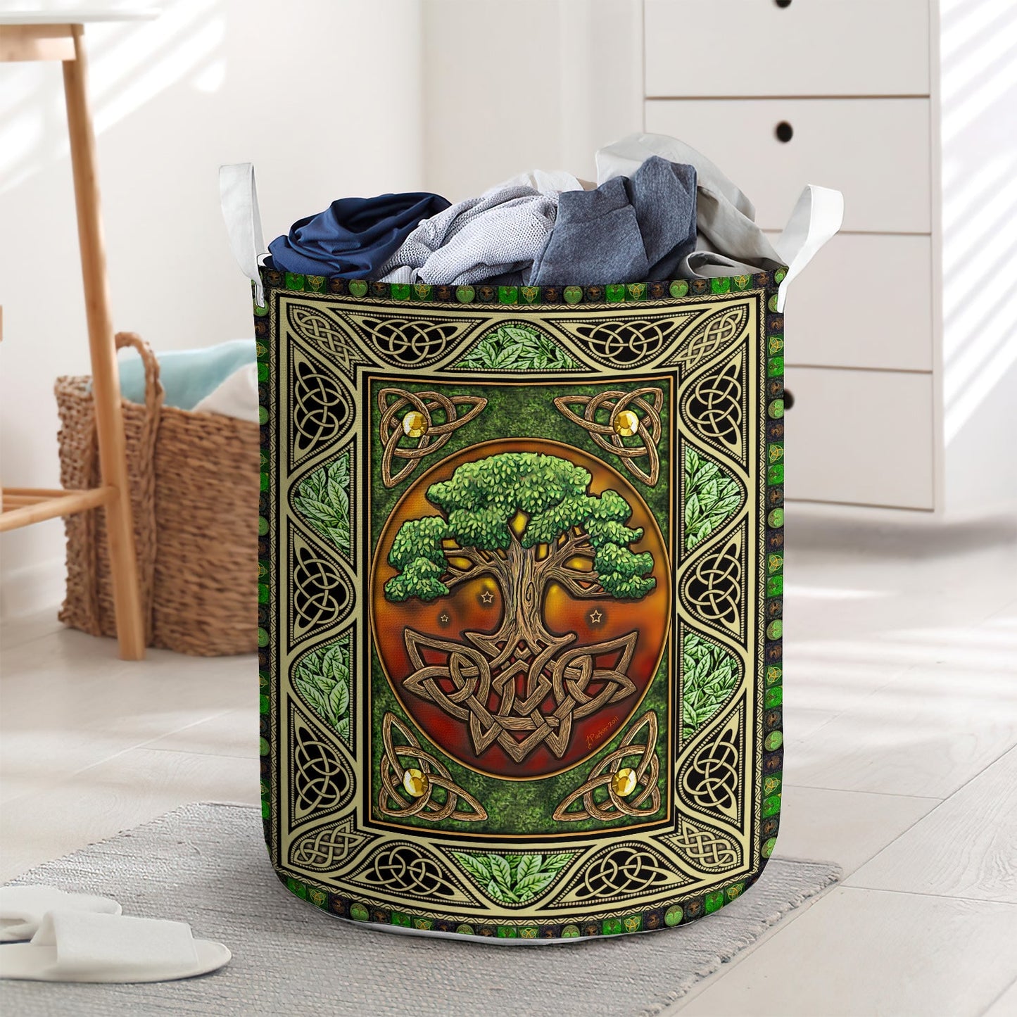 Celtic Tree Of Life - Laundry basket - LAUB09LIN220222-Owls Matrix