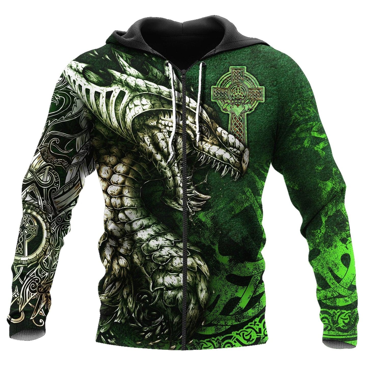 Celtic Dragon Green Tattoo Art – 3D Hoodie2