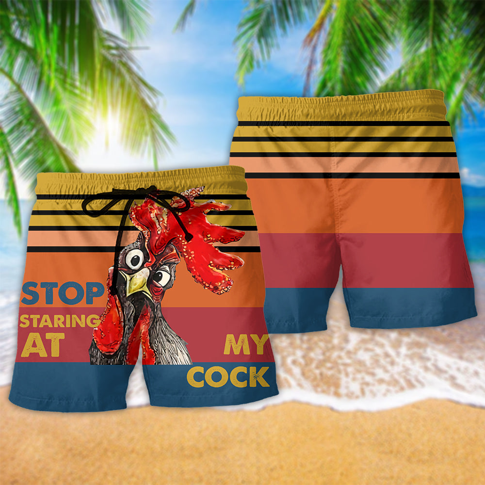 Rooster Farm Humor Bold Attitude Art – Beach Short